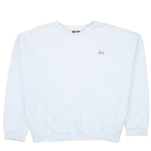Stussy Women White Crew Neck Pullover Sweatshirt Size 10