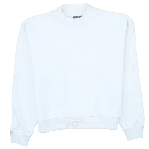 Adidas Womens White XS Pullover Sweatshirt with Drawstring Hem
