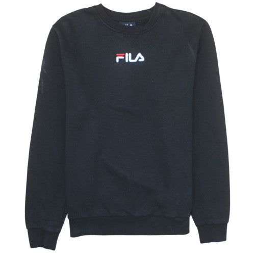 FILA Mens Black Pullover Sweatshirt M Regular Fit Fleece Crew Neck