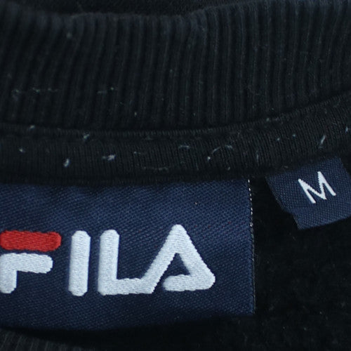 FILA Mens Black Pullover Sweatshirt M Regular Fit Fleece Crew Neck