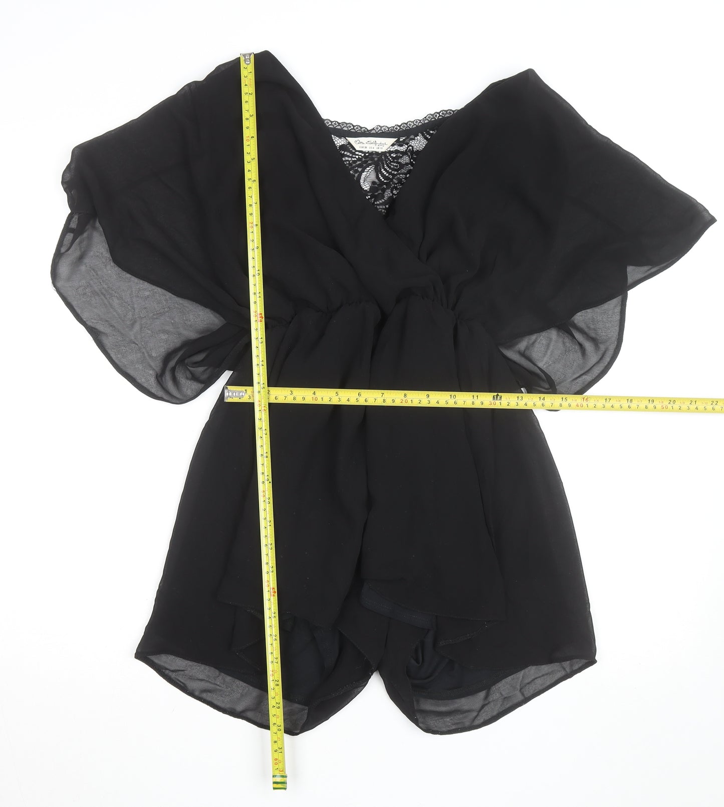 Miss Selfridge Black Lace V-Neck Chiffon Playsuit Women Size 10