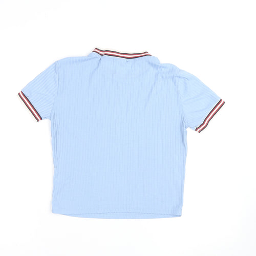Bershka Women Blue Ringer Short Sleeve T-Shirt Size 12