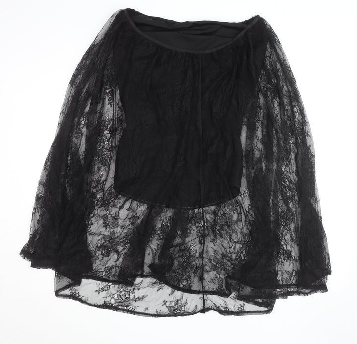 Missguided Women’s Black Lace A-Line Midi Skirt Size M Gothic Party