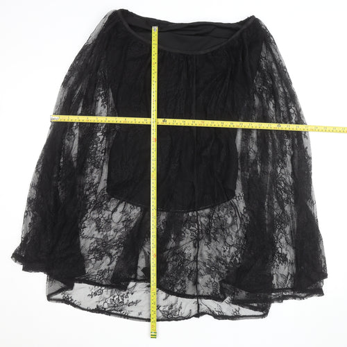 Missguided Women’s Black Lace A-Line Midi Skirt Size M Gothic Party