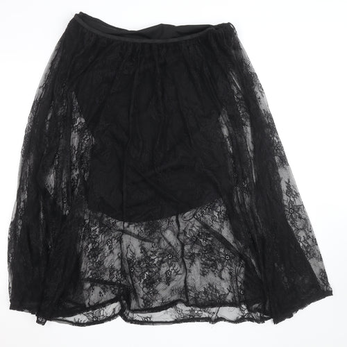 Missguided Women’s Black Lace A-Line Midi Skirt Size M Gothic Party