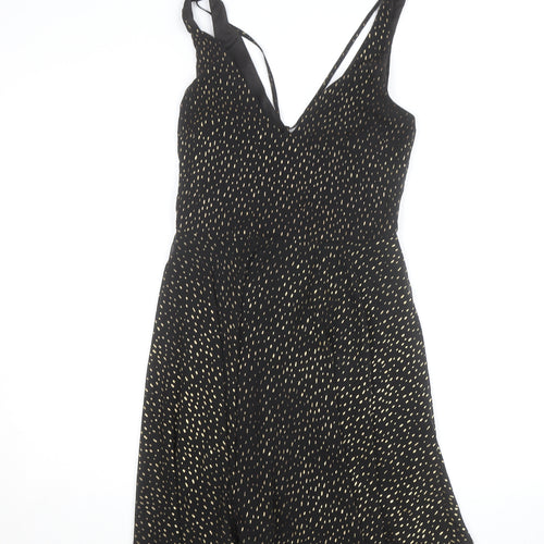 Miss Selfridge Women’s Black Size 8 Polka Dot V-Neck Slip Dress