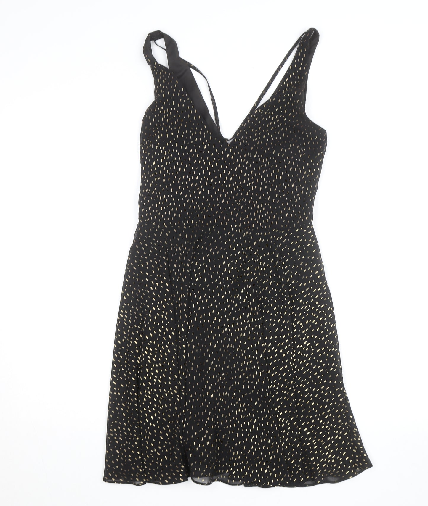Miss Selfridge Women’s Black Size 8 Polka Dot V-Neck Slip Dress