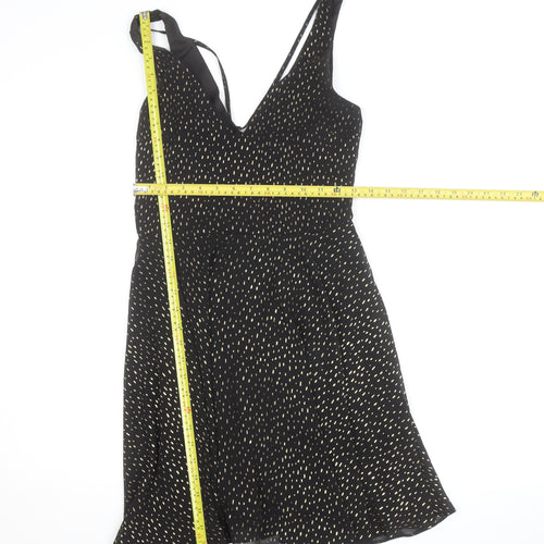 Miss Selfridge Women’s Black Size 8 Polka Dot V-Neck Slip Dress