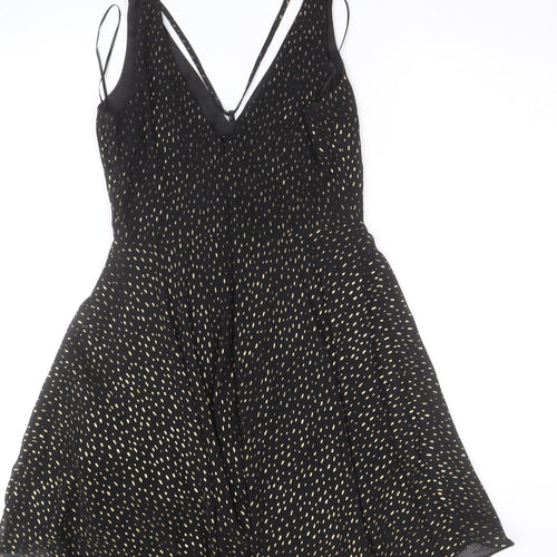 Miss Selfridge Women’s Black Size 8 Polka Dot V-Neck Slip Dress