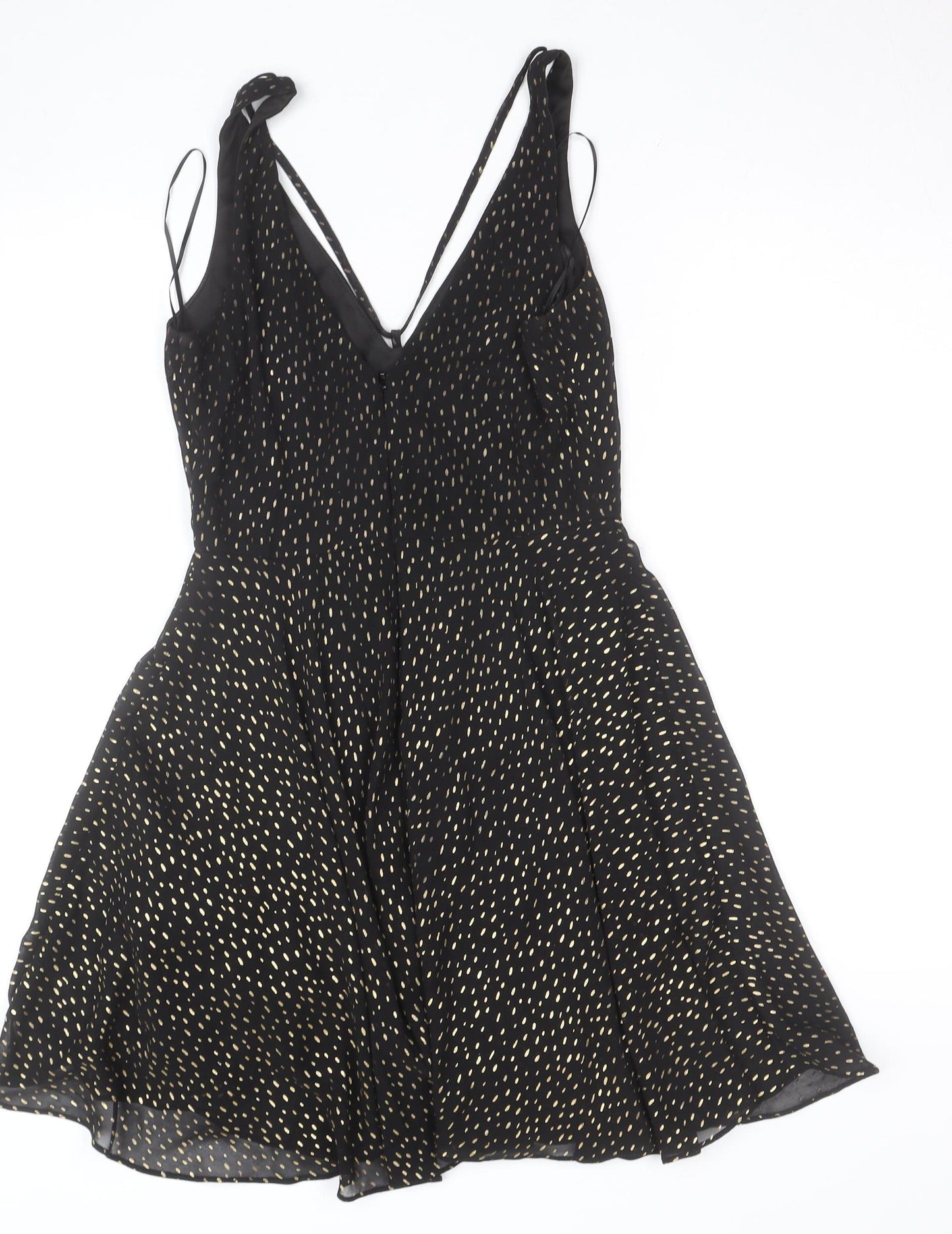 Miss Selfridge Women’s Black Size 8 Polka Dot V-Neck Slip Dress