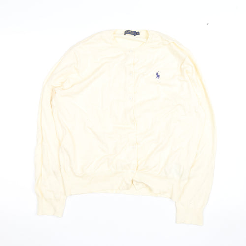 Ralph Lauren Women Ivory Cotton Knit Cardigan XL Classic Style