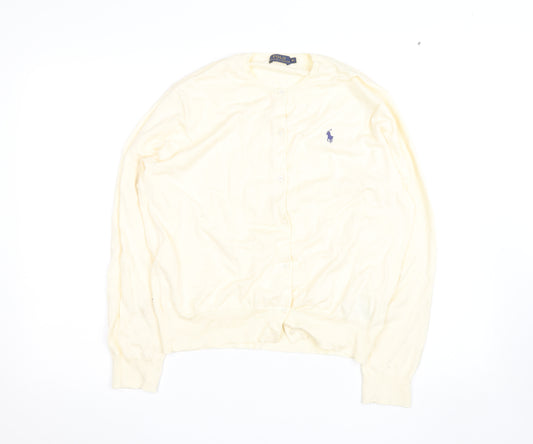Ralph Lauren Women Ivory Cotton Knit Cardigan XL Classic Style