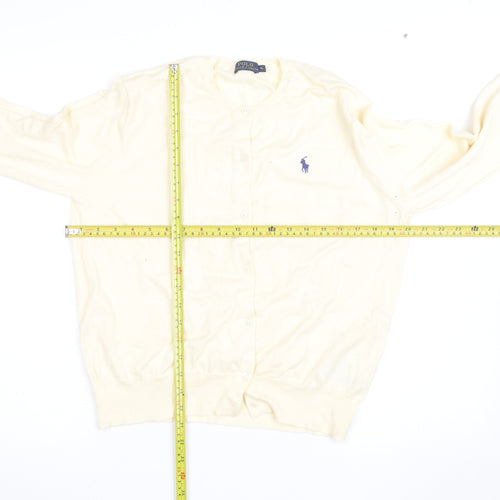 Ralph Lauren Women Ivory Cotton Knit Cardigan XL Classic Style