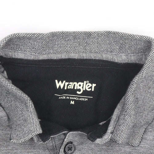 Wrangler Men's Grey Long Sleeve Cotton Button-Up Polo Shirt M