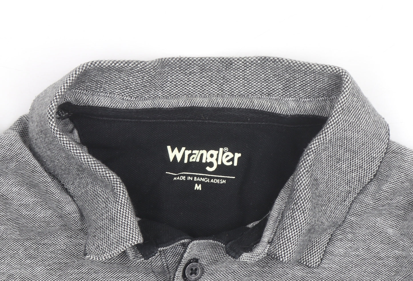 Wrangler Men's Grey Long Sleeve Cotton Button-Up Polo Shirt M