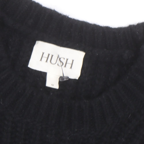 Hush Womens Black Fair Isle Wool Blend Chunky Knit Jumper M