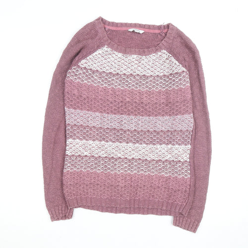 FatFace Women Pink Crew Neck Knit Jumper Size 8