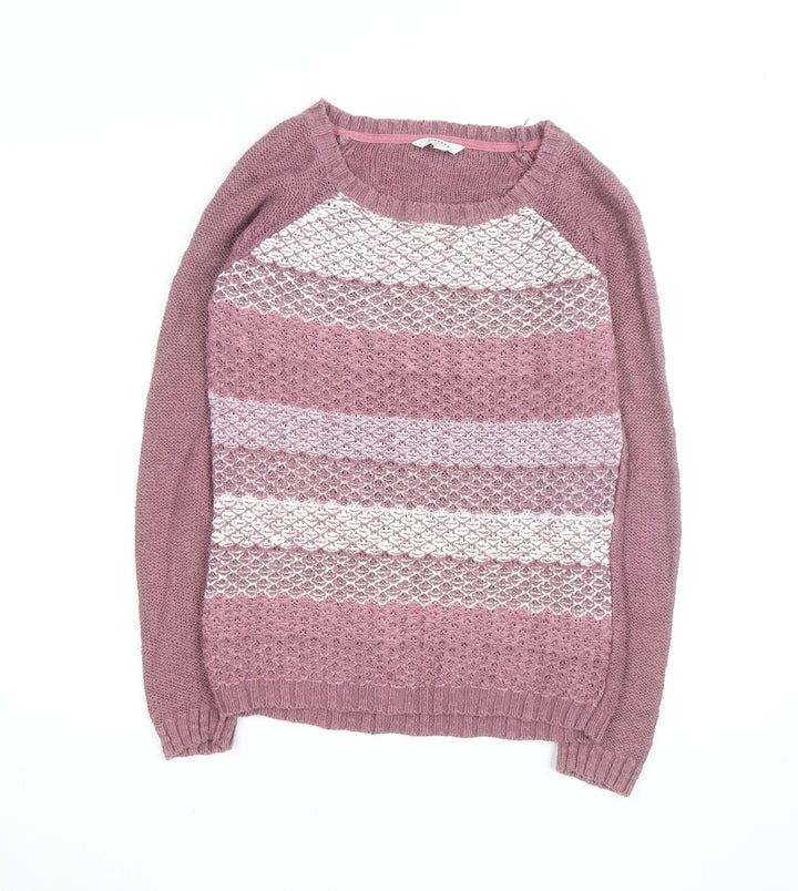 FatFace Women Pink Crew Neck Knit Jumper Size 8