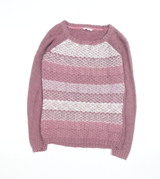 FatFace Women Pink Crew Neck Knit Jumper Size 8
