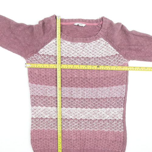 FatFace Women Pink Crew Neck Knit Jumper Size 8