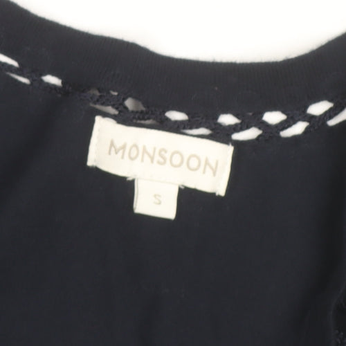 Monsoon Women's Black Embroidered Cardigan Size S