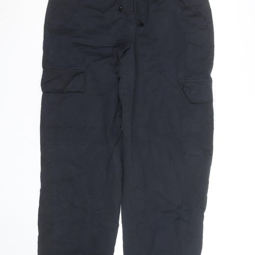 Next Men's Black Cargo Trousers Size M Elastic Waist Cotton