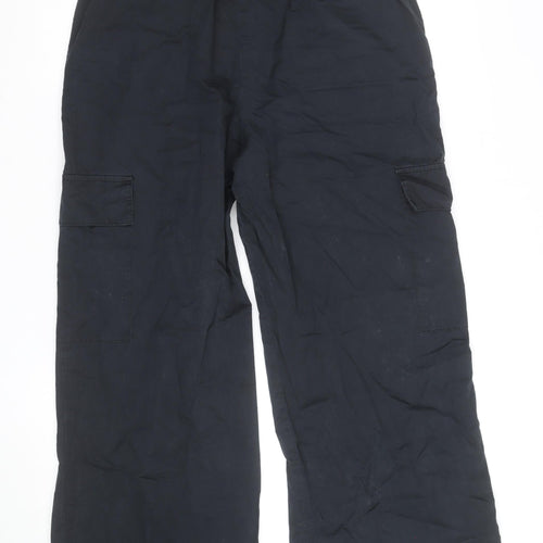 Next Men's Black Cargo Trousers Size M Elastic Waist Cotton