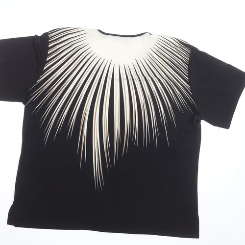 Eli & Irene Women's Black Beaded V-Neck Short Sleeve T-Shirt 2XL