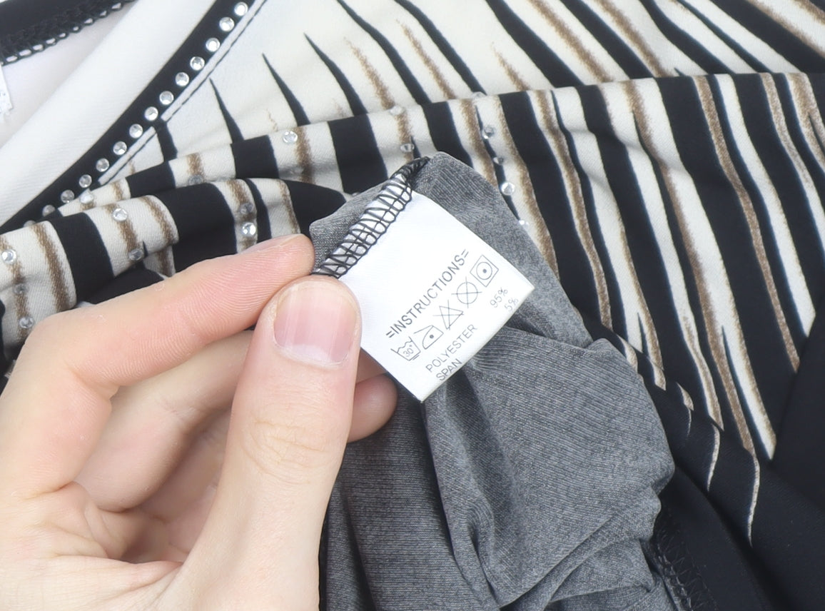 Eli & Irene Women's Black Beaded V-Neck Short Sleeve T-Shirt 2XL