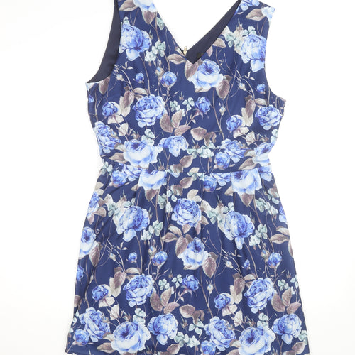 Tenki Women's Blue Floral Fit & Flare Sleeveless Dress Size 16