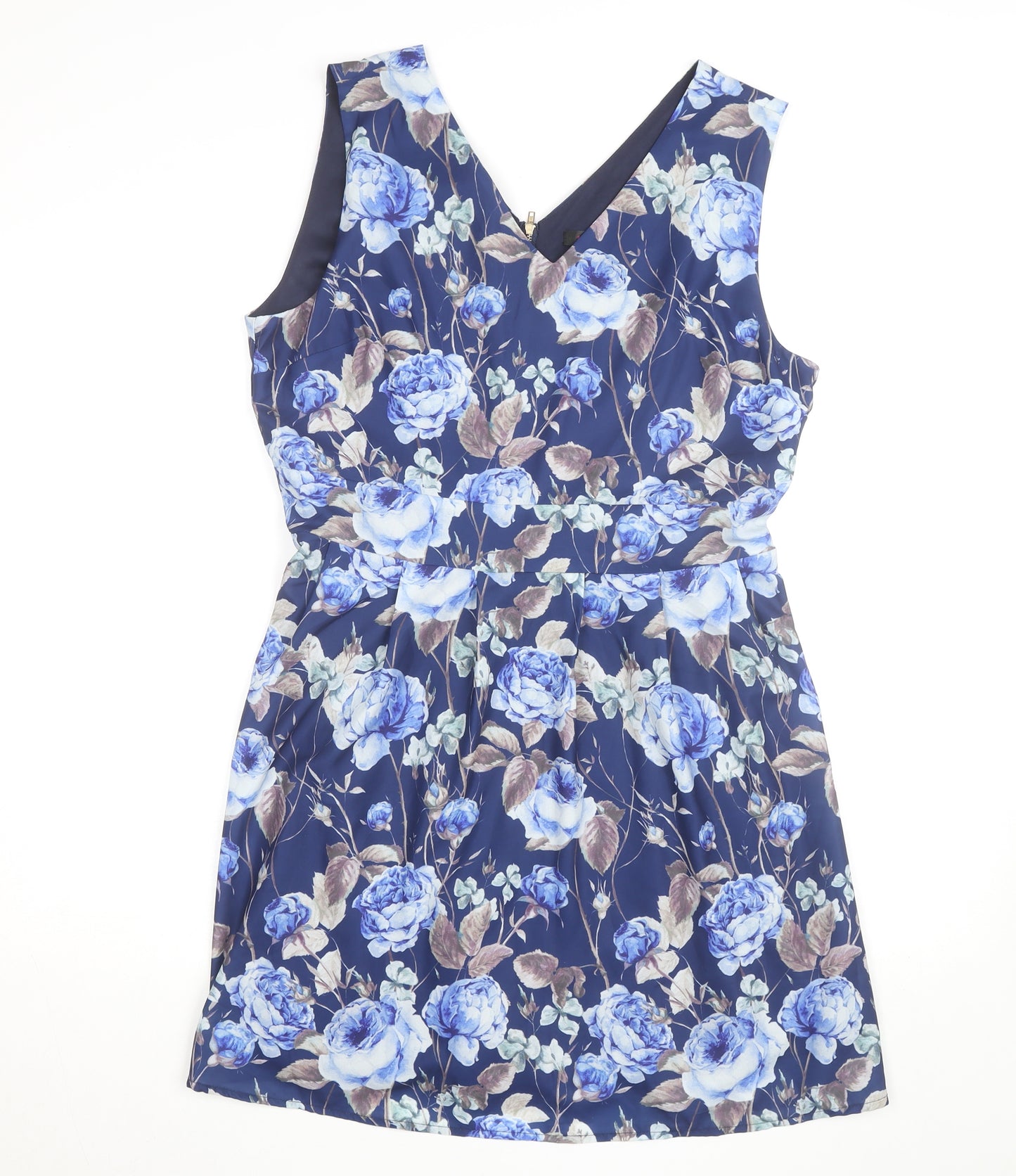 Tenki Women's Blue Floral Fit & Flare Sleeveless Dress Size 16
