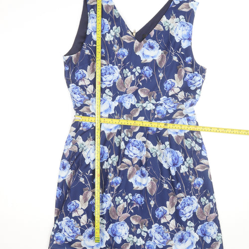 Tenki Women's Blue Floral Fit & Flare Sleeveless Dress Size 16