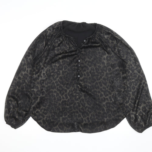 Dunnes Stores Women’s Black Animal Print Tunic Blouse Size 10