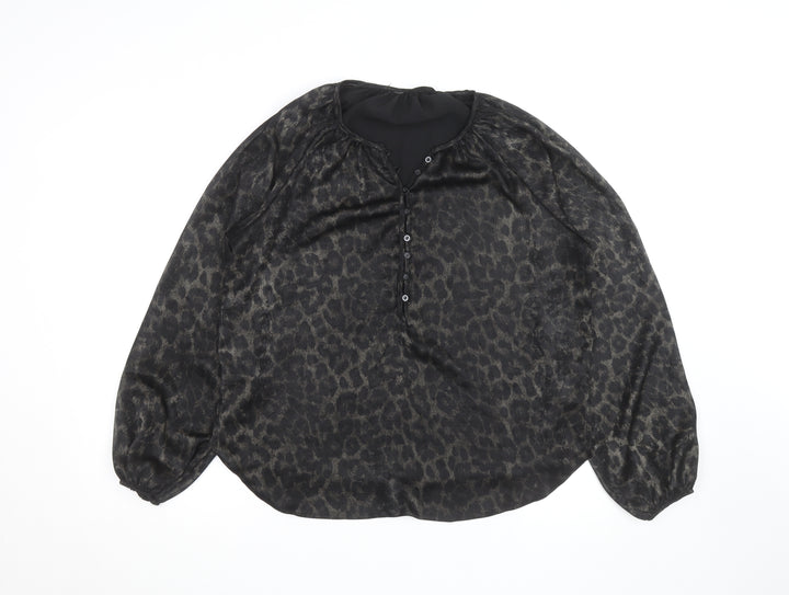 Dunnes Stores Women’s Black Animal Print Tunic Blouse Size 10