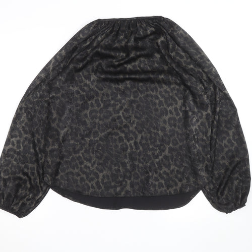 Dunnes Stores Women’s Black Animal Print Tunic Blouse Size 10