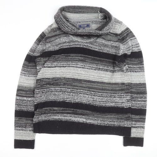Maine New England Men's Grey Striped Roll Neck Jumper L