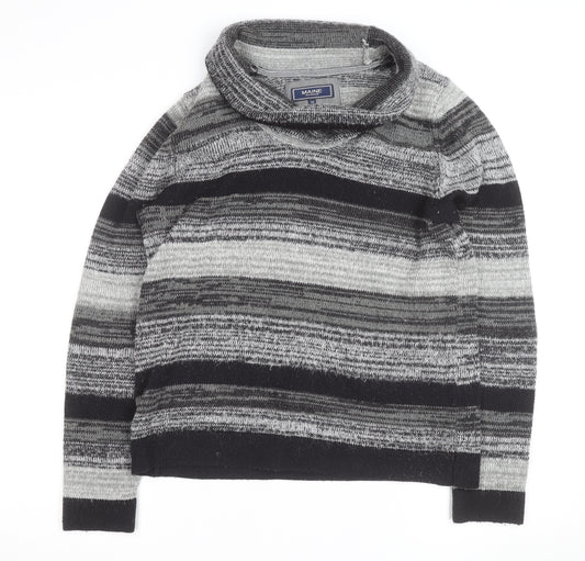 Maine New England Men's Grey Striped Roll Neck Jumper L