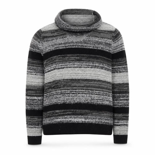 Maine New England Men's Grey Striped Roll Neck Jumper L