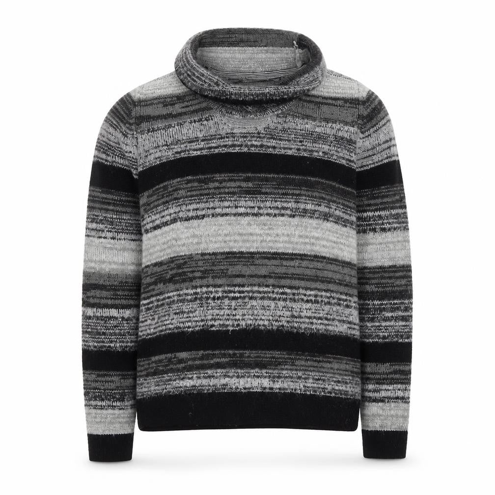 Maine New England Men's Grey Striped Roll Neck Jumper L