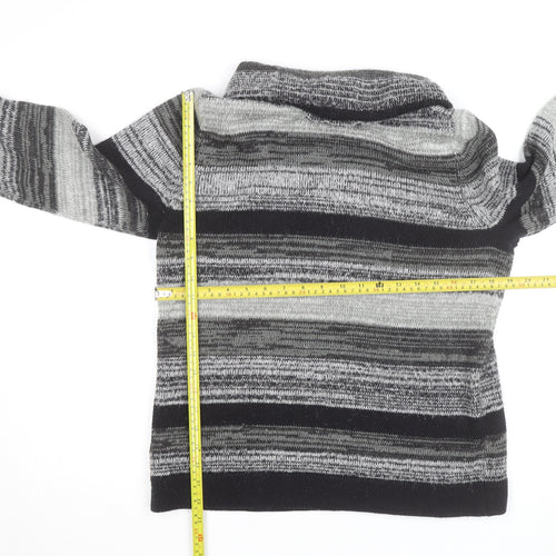 Maine New England Men's Grey Striped Roll Neck Jumper L