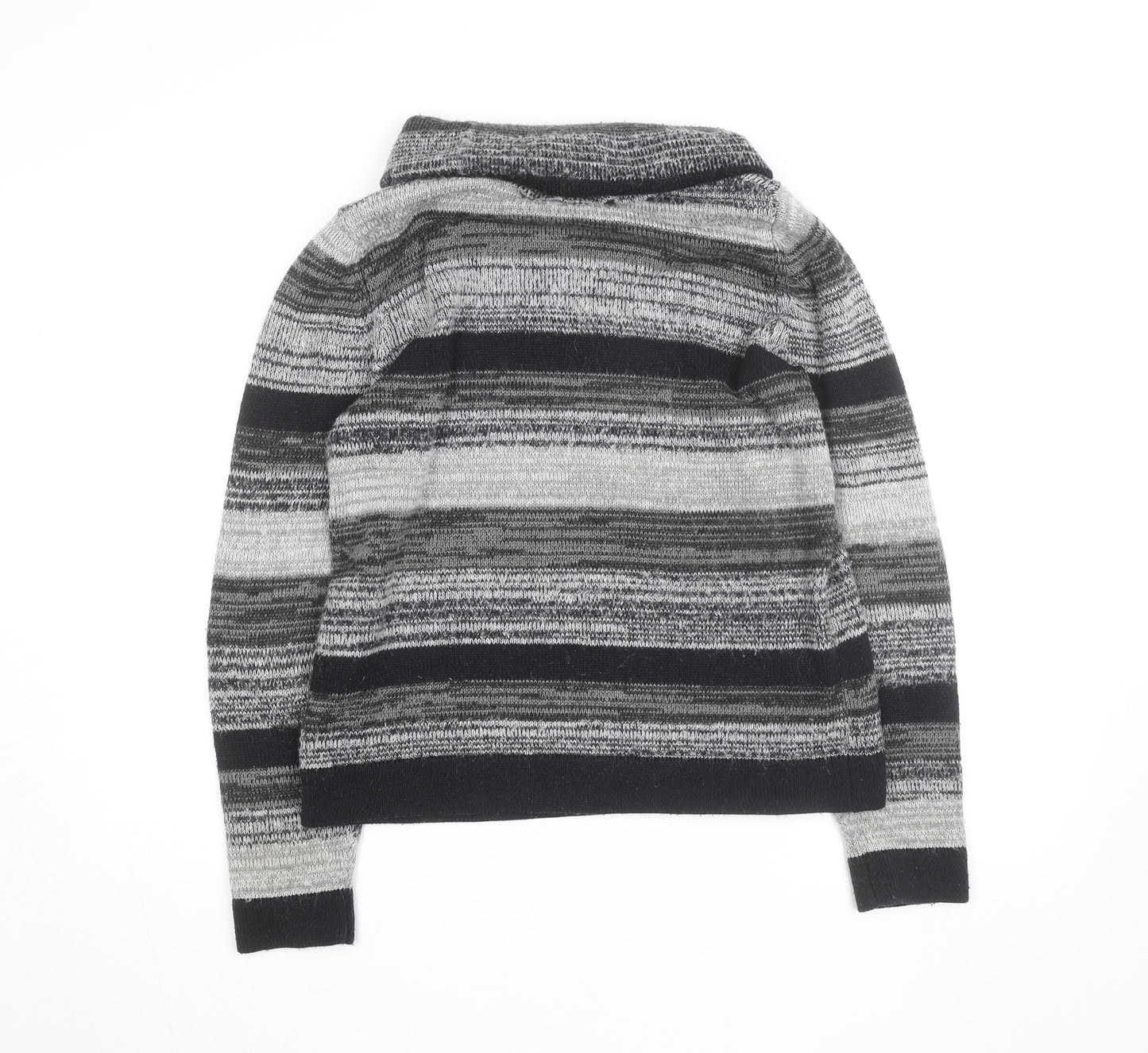 Maine New England Men's Grey Striped Roll Neck Jumper L