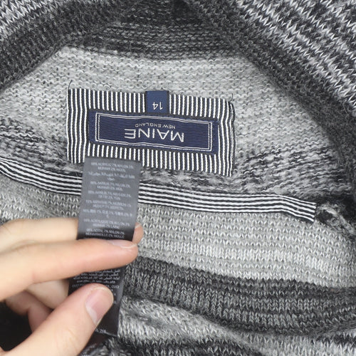 Maine New England Men's Grey Striped Roll Neck Jumper L