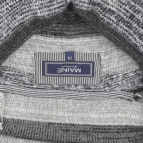 Maine New England Men's Grey Striped Roll Neck Jumper L