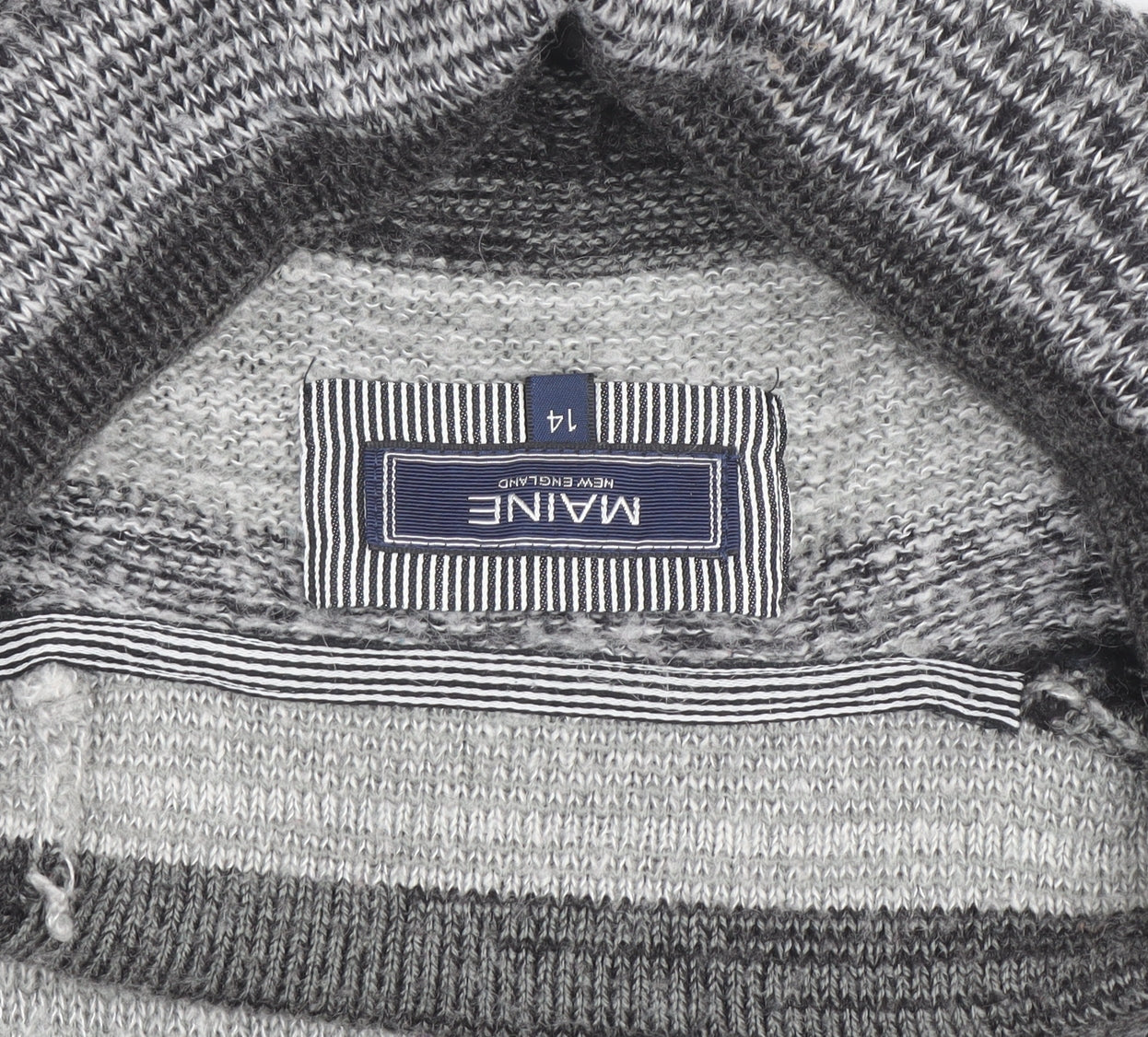 Maine New England Men's Grey Striped Roll Neck Jumper L