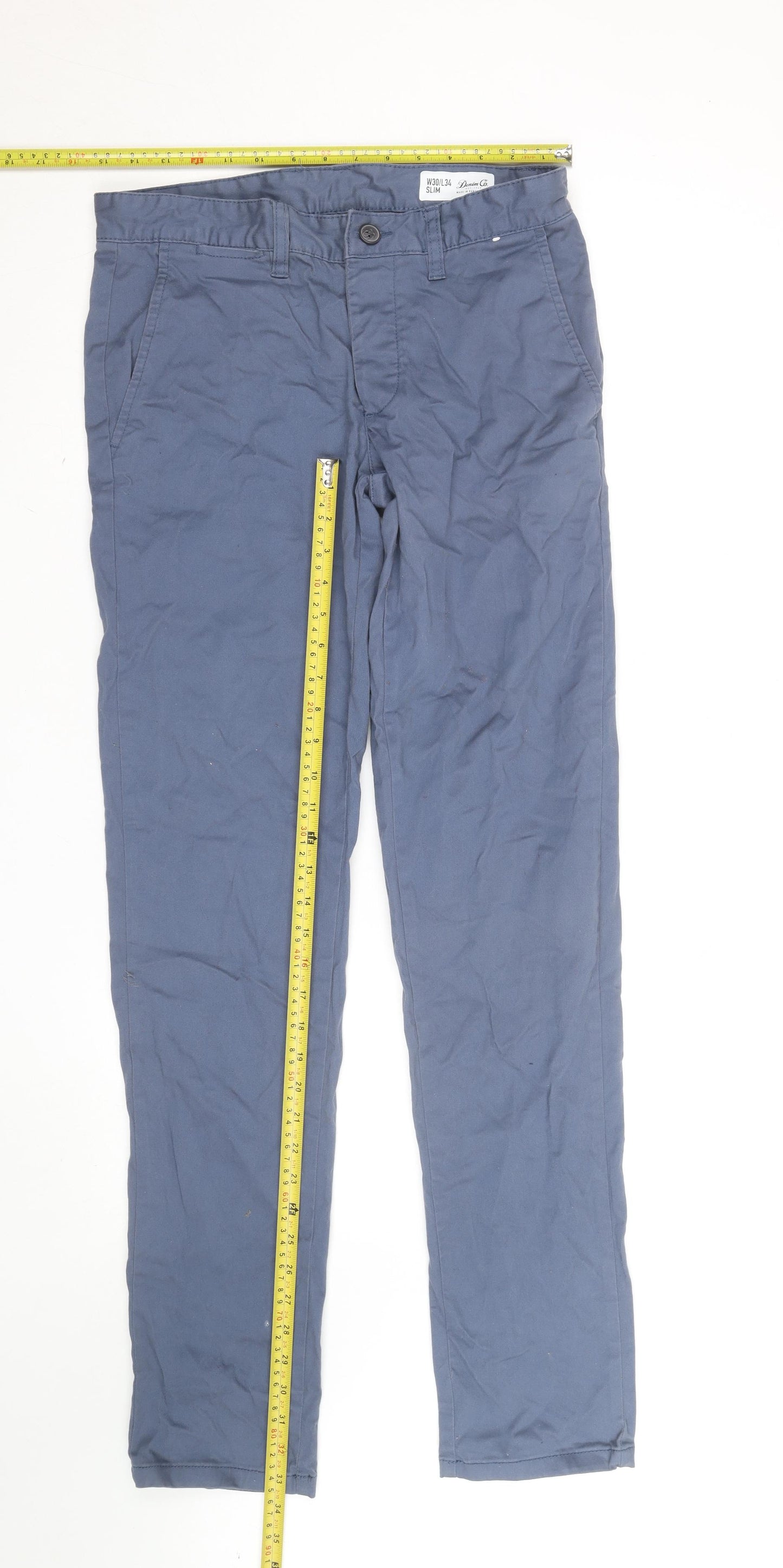Denim Co Men's Blue Slim Fit Chino Trousers W30 L34