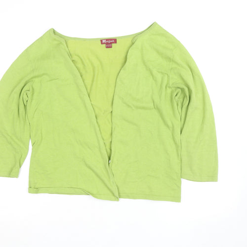 Monsoon Women Green Cotton V-Neck 3/4 Sleeve Cardigan Size 16