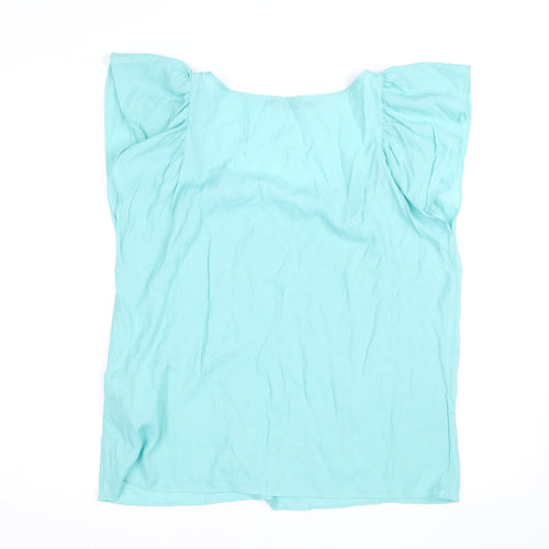 Zara Basic Women Blue XL Scoop Neck Viscose Blouse
