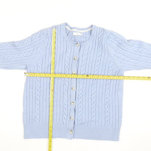 Cotton Traders Women's Blue Cable Knit Cardigan Size 18