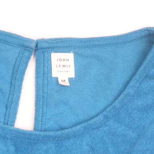 John Lewis Women Blue Terry Playsuit M Round Neck Drawstring Waist