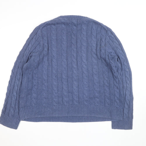 Polo Ralph Lauren Men's Blue Cable-Knit Wool Jumper Size L